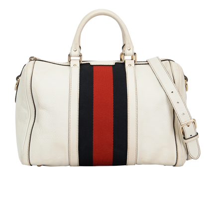 Vintage Joy Boston Bag, &pound;350, Handbags, White, Leather, Front view